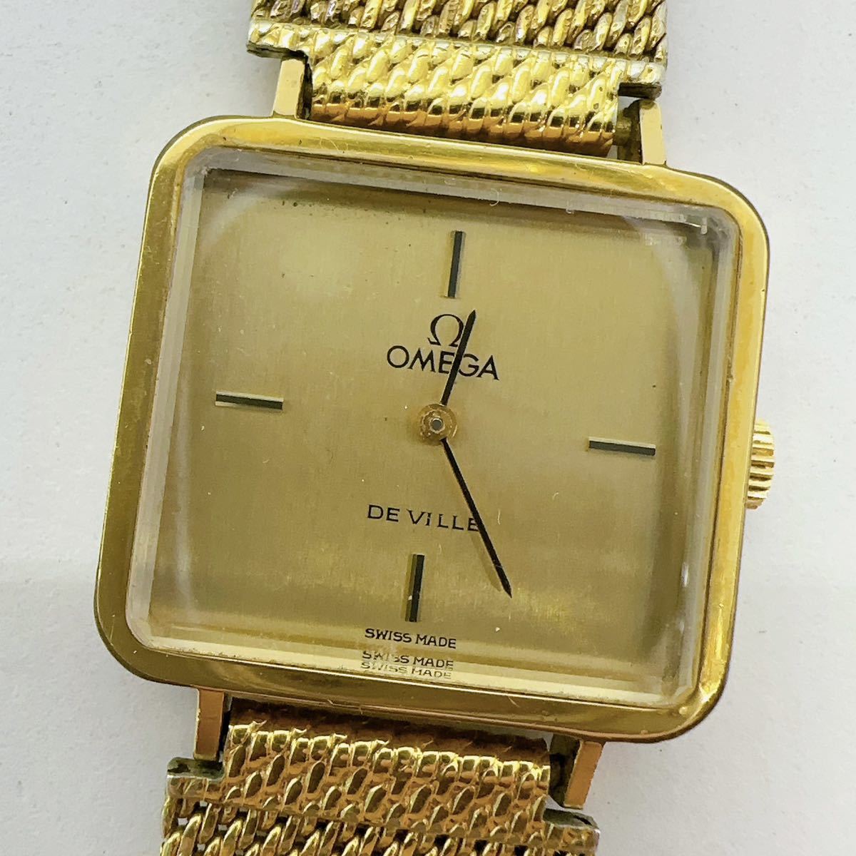 08095 オメガ OMEGA デビル DE VILLE カットガラス 腕時計 手巻き ゴールド GP アンティーク ヴィンテージ