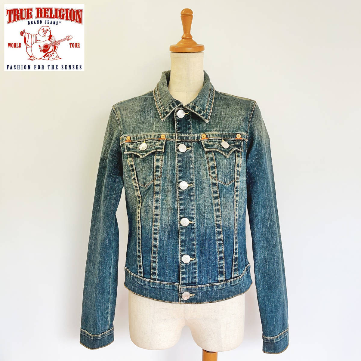 True Religion デニムジャケット　ダメージ Gジャン　 レディース 送料無料【TRUE RELIGION】Gジャン/デニムジャケット/M☆トゥルー