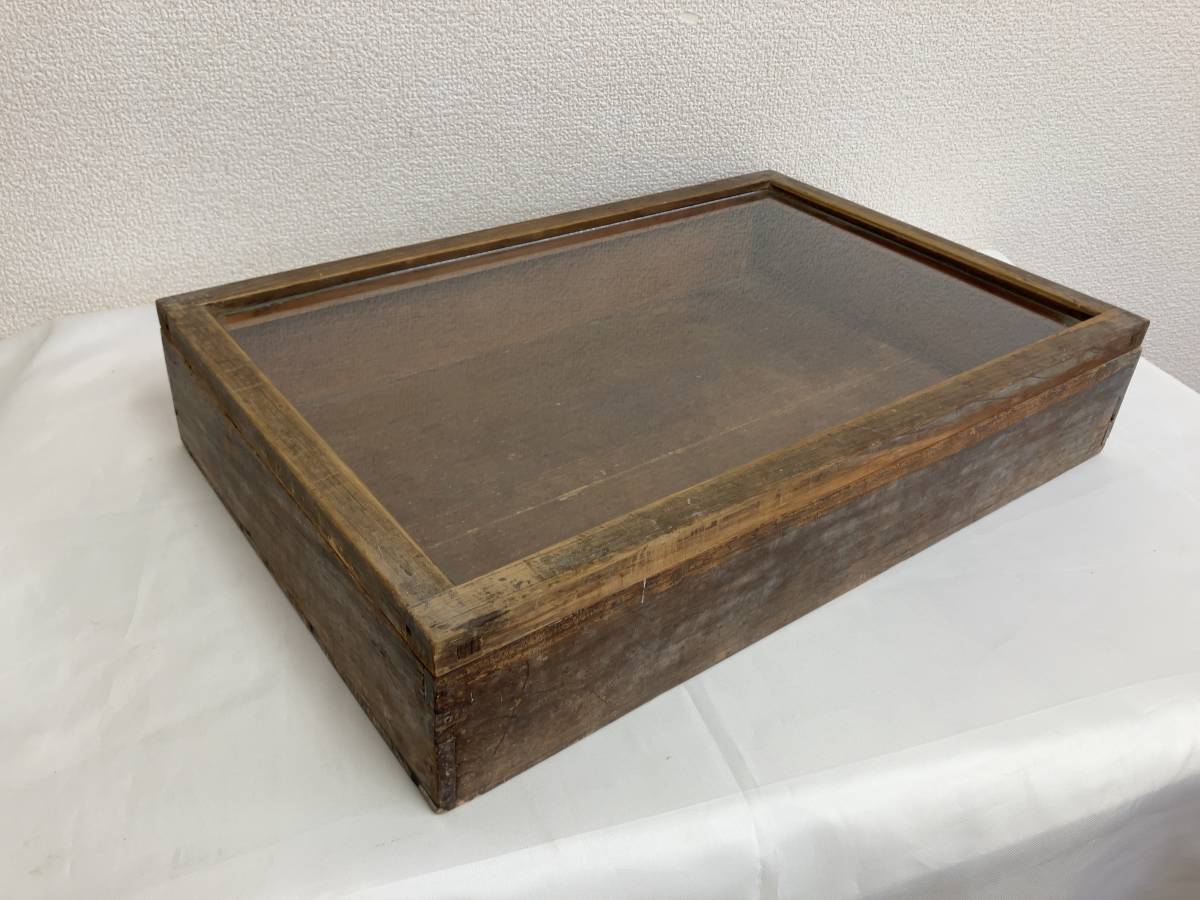 ④ 昭和レトロ 木枠 ガラスケース 木箱 雑貨 ジュエリー 駄菓子 収納