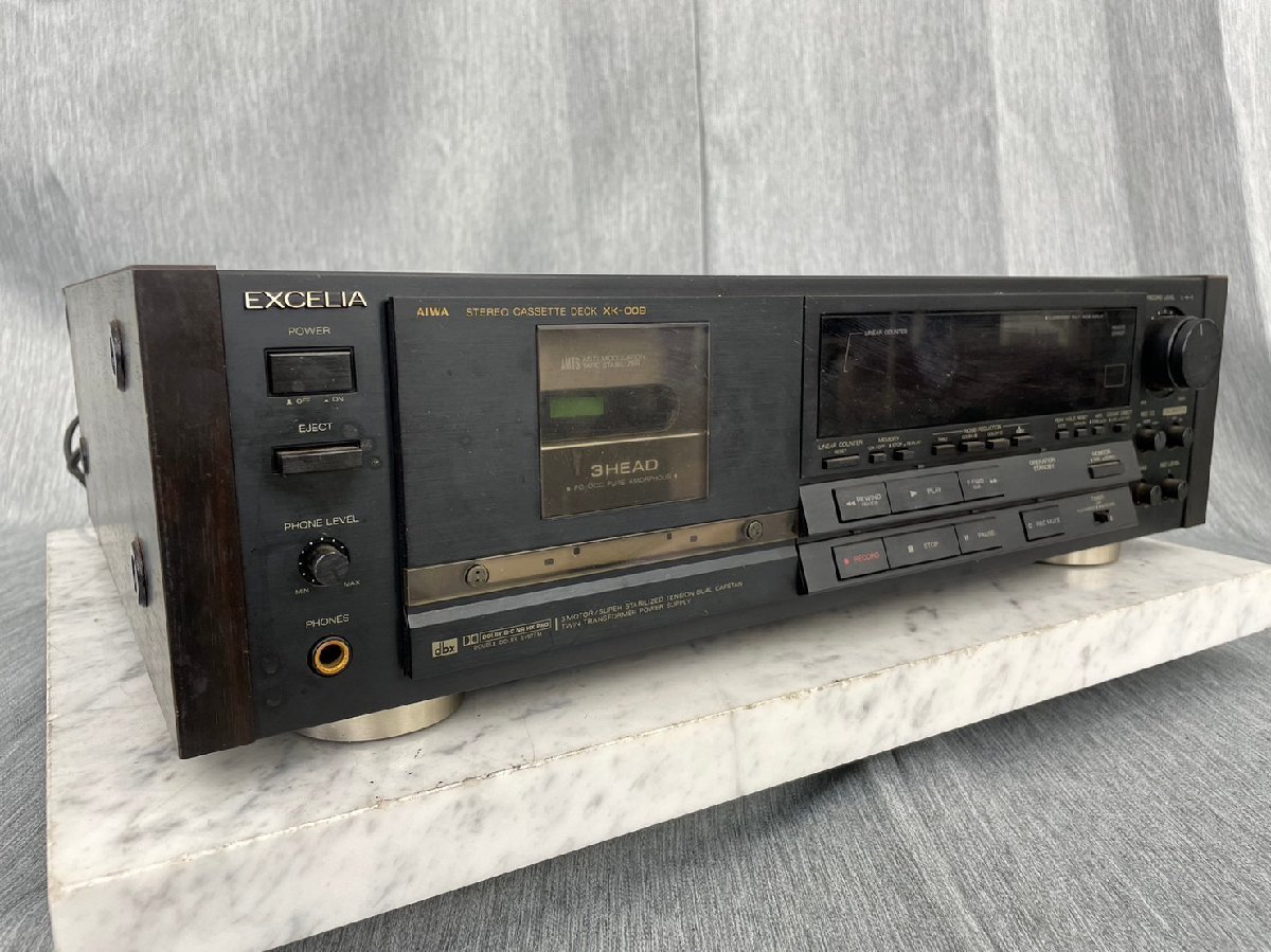 aiwaのカセットデッキ □t927 ジャンク☆AIWA アイワ Excelia XK-009 ステレオカセットデッキ