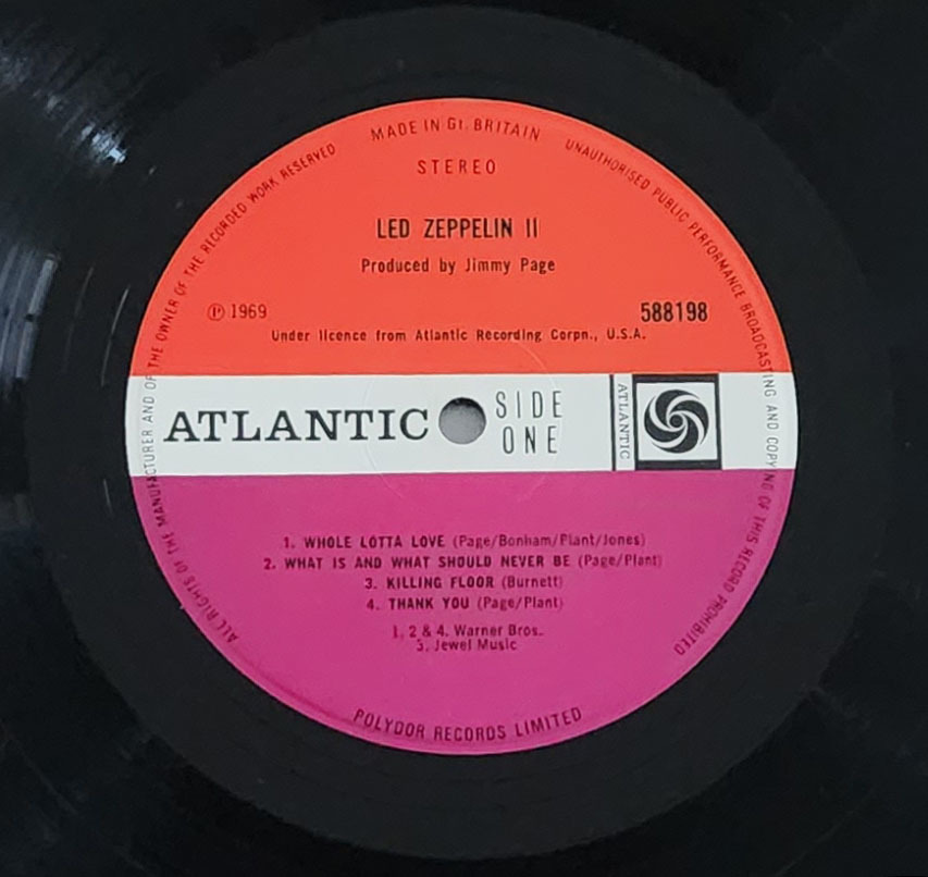 Original 初回 UK 極美! ATLANTIC ZEPPELIN 0 LED IV 最初 MAT The ⁄ Led 1