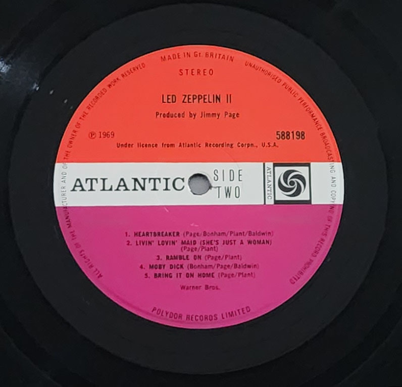 Original 初回 UK 極美! ATLANTIC ZEPPELIN 0 LED IV 最初 MAT The ⁄ Led 1