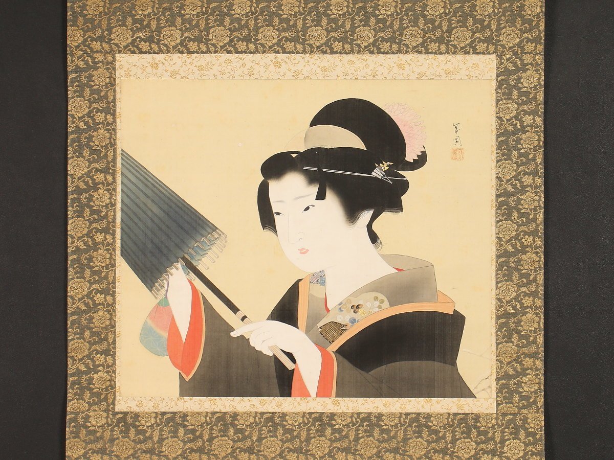 【模写】【伝来】ek5498〈島成園〉傘美人図 浪華の女流画家 大阪画壇 三都三園の一人