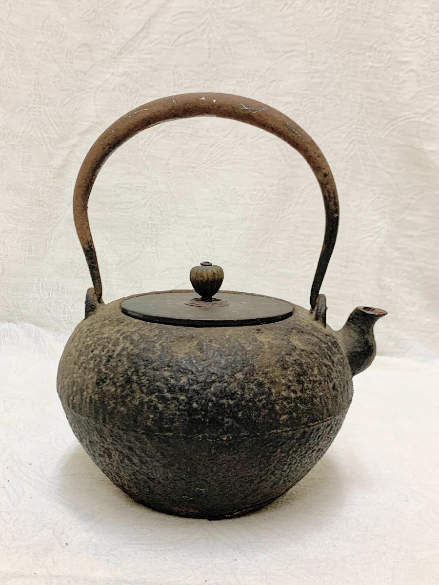 12575/煎茶道具 鉄瓶 銅蓋 茶道具 難あり 茶道具 鉄瓶 煎茶道具 銅製