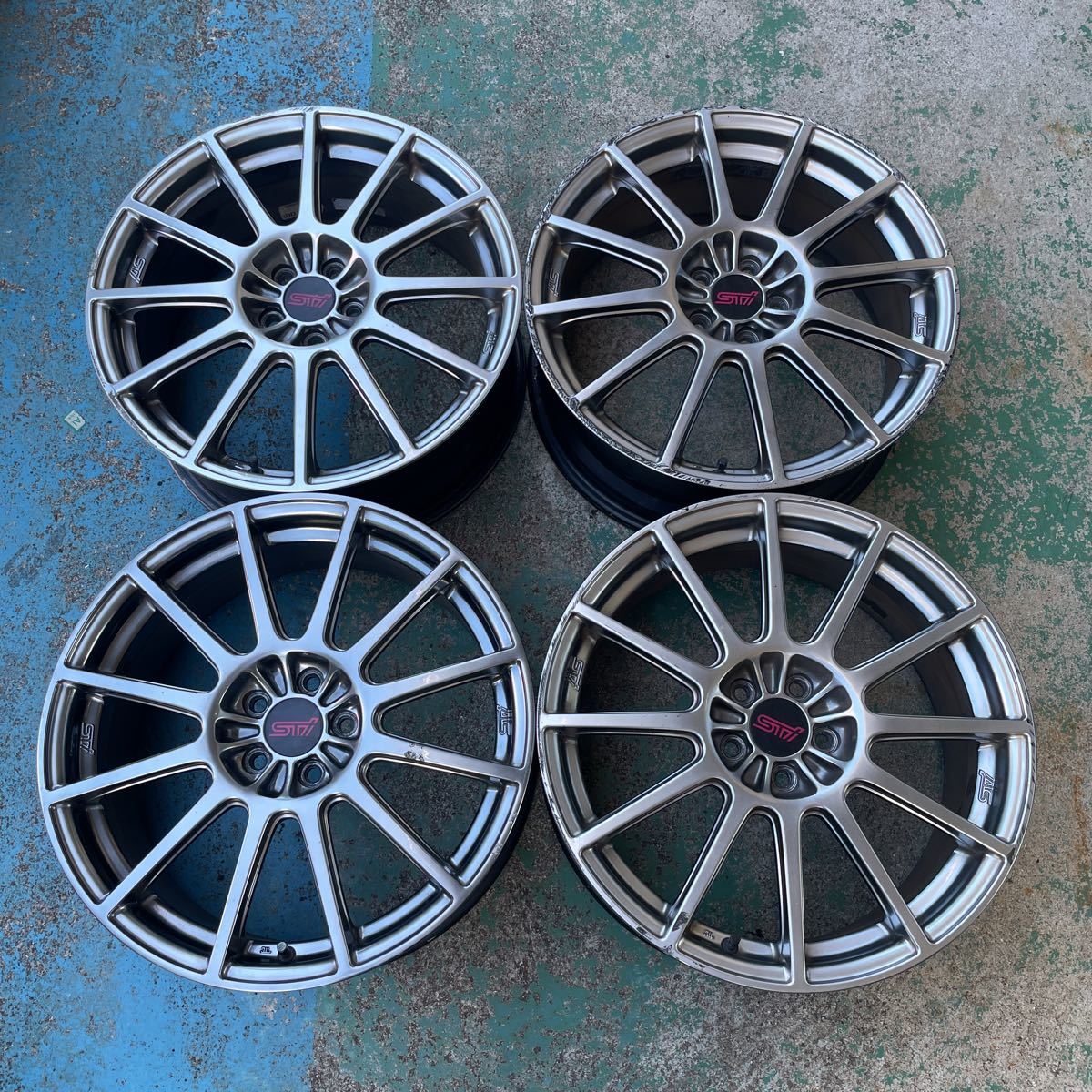 ホイール☆4本セット SUBARU STI ENKEI 18×7.5JJ+55 PCD100 (中古 