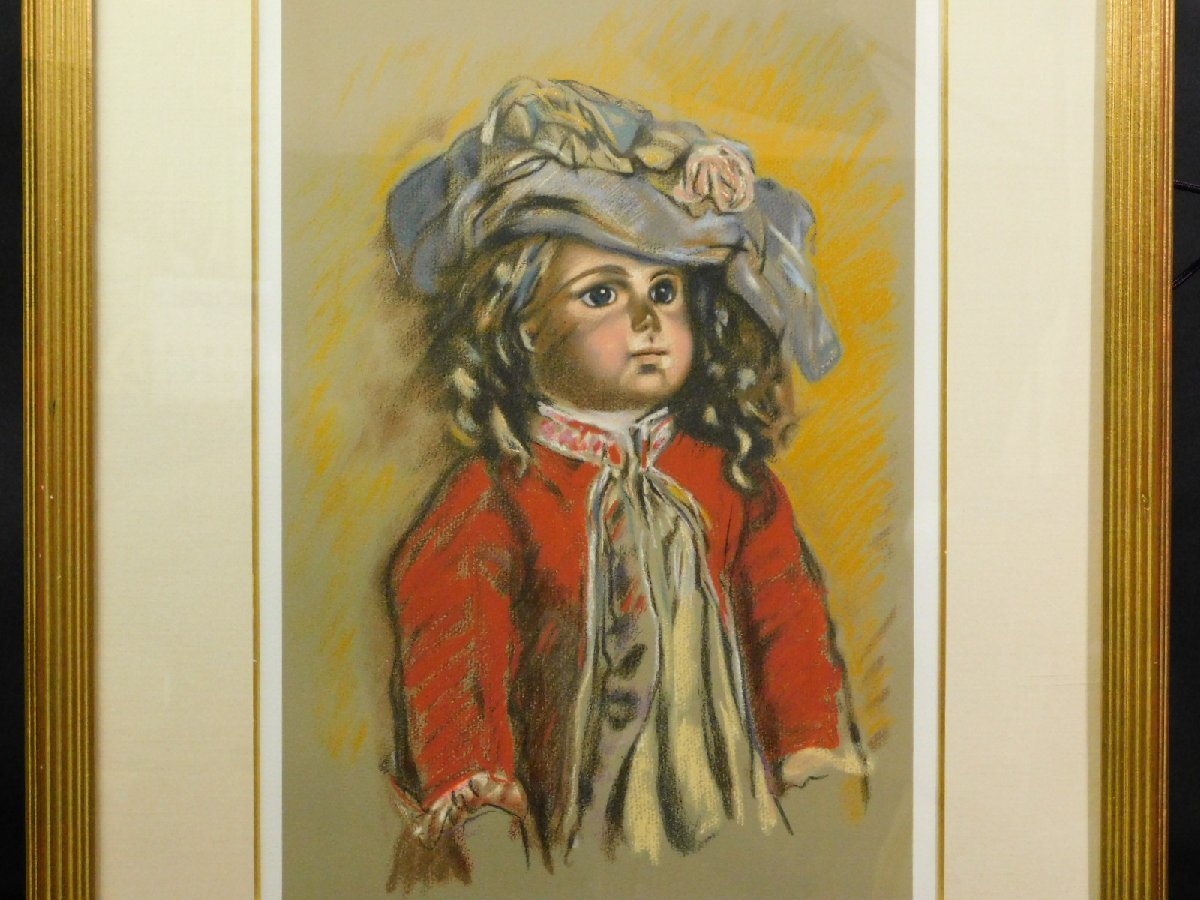 田村孝之介　直筆サイン『舞妓』ペーパーにパステル画 10号 0418K 田村孝之介 人形 静物画 リトグラフ 直筆サイン 額装 文化功労者 日本