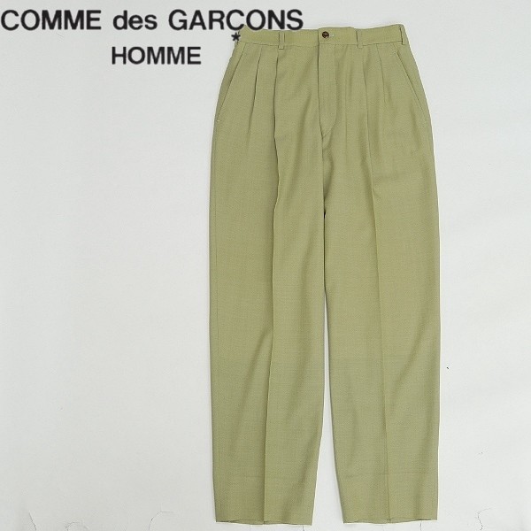 90's ヴィンテージ◆COMME des GARCONS HOMME コムデギャルソン オム タック センタープレス スラックス パンツ カーキベージュ S