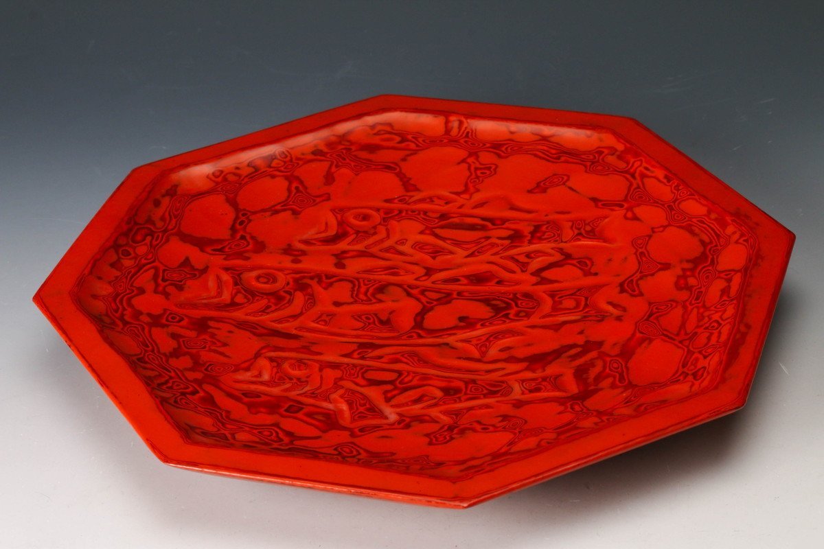 初代 徳田八十吉 古九谷 敬慕 絵変わり 銘々皿 管理T175 共箱付 初代