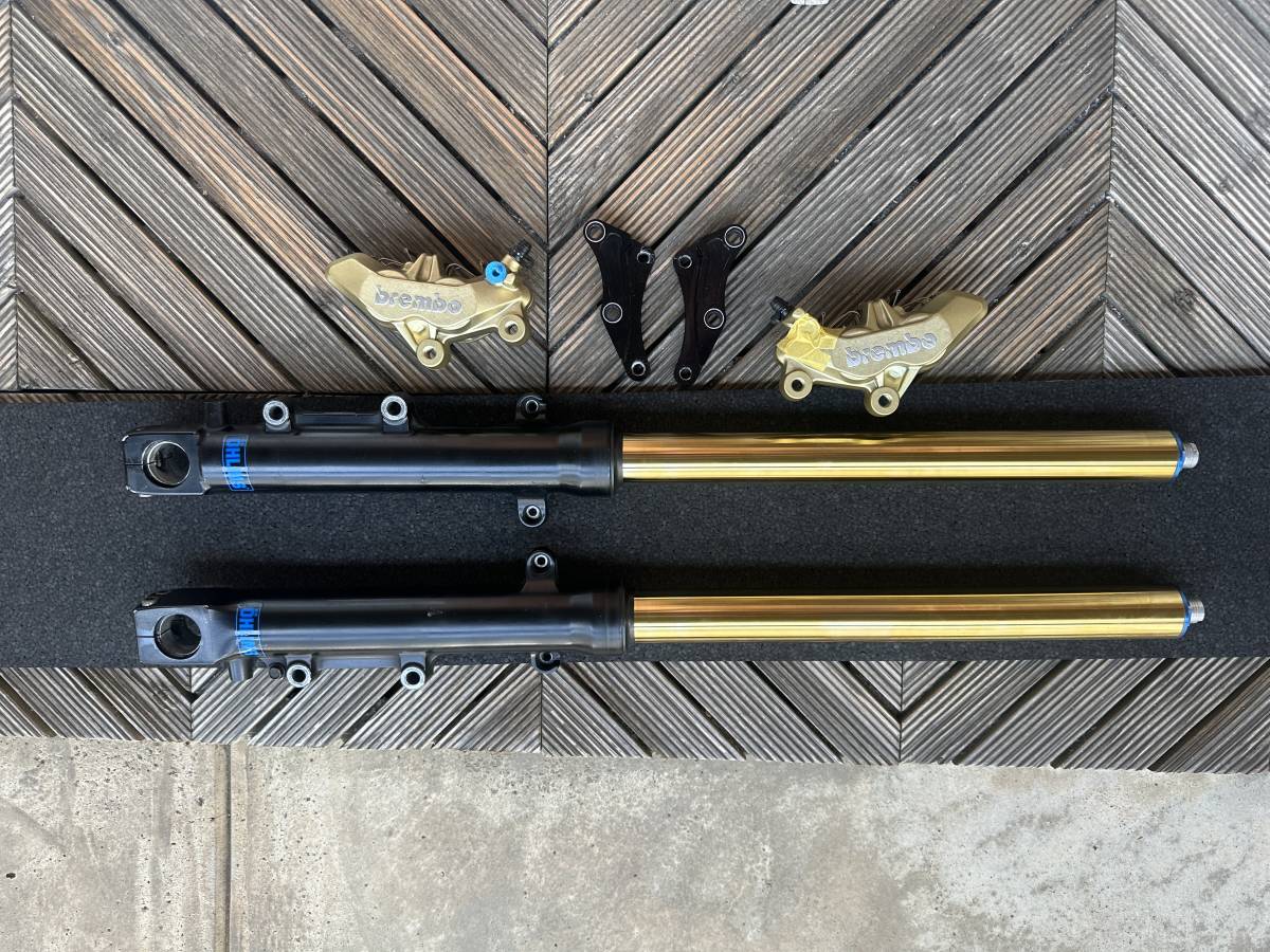 ZRX1100フロントフォークOH済 オーリンズスプリング、ブレンボキャリパー＆サポートSet