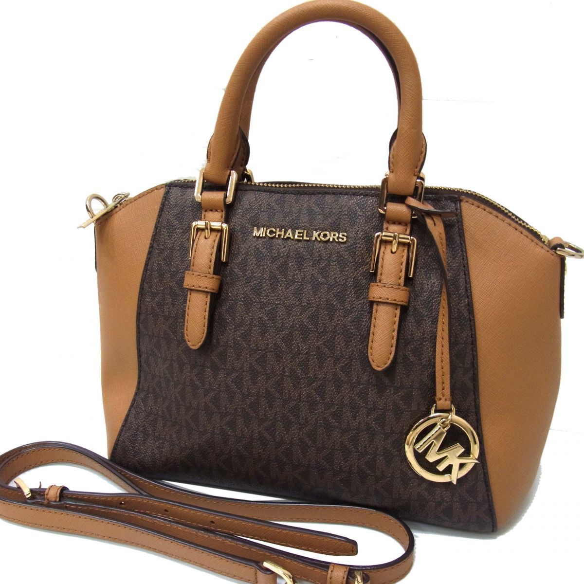 ☆MICHAEL KORS マイケルコース シアラ 2WAY ショルダーバッグ ハンドバッグ レザー使い 総柄 レディース 1円スタート