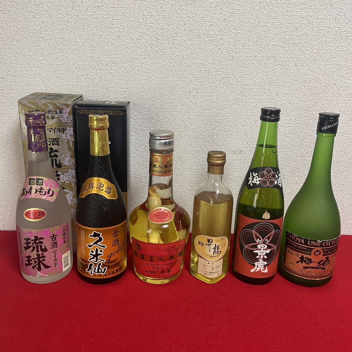 【K-1811】古酒 泡盛 琉球 久米仙 JINRO 高麗人参酒 昇龍 ハブ酒 梅酒 越乃景虎 チョーヤ おまとめ 計6本