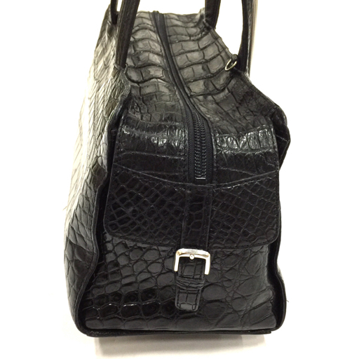 JRA クロコダイル レザー ハンドバッグ ミニボストン ジップ開閉 JRA