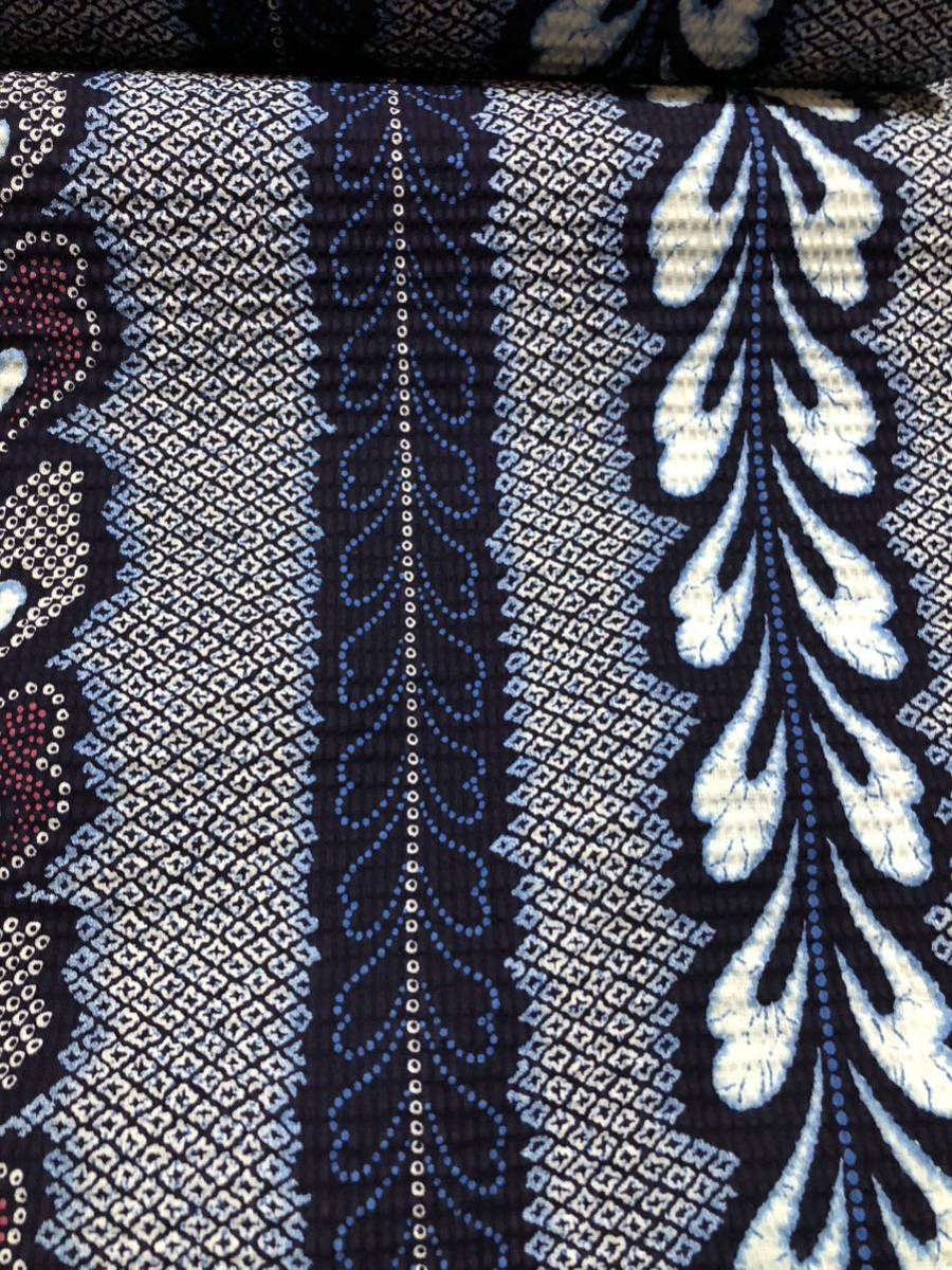 夏の浴衣　未使用　fn034/懐かしい 昭和平成 /未使用品/レトロ/綿100% 洗える　サッカー生地　涼しい