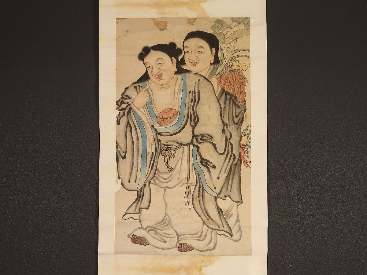◇『 李朝 古画 絹本山水図 在銘 』李氏朝鮮 韓国 古筆古