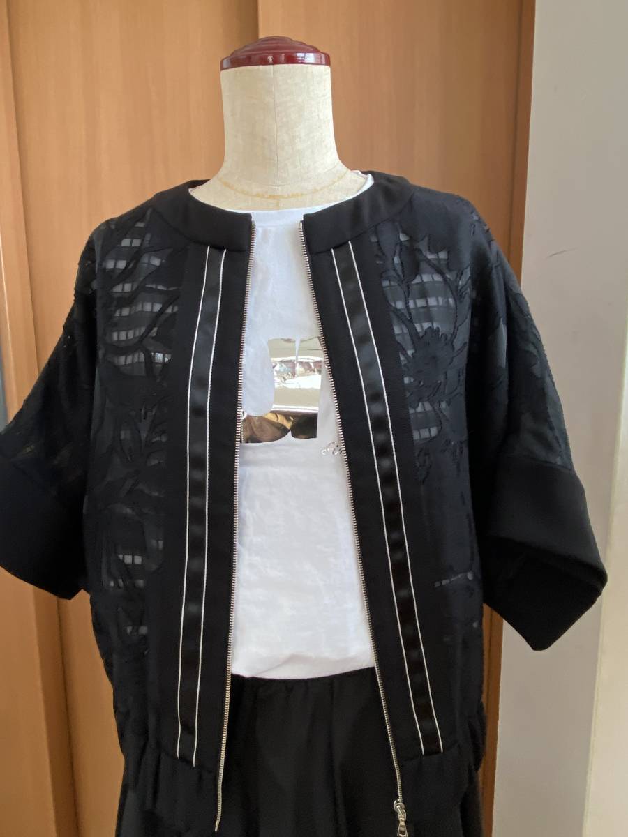 定価6,4万♪極美品 アドーア スーパー140ノーカラージャケット 38 黒