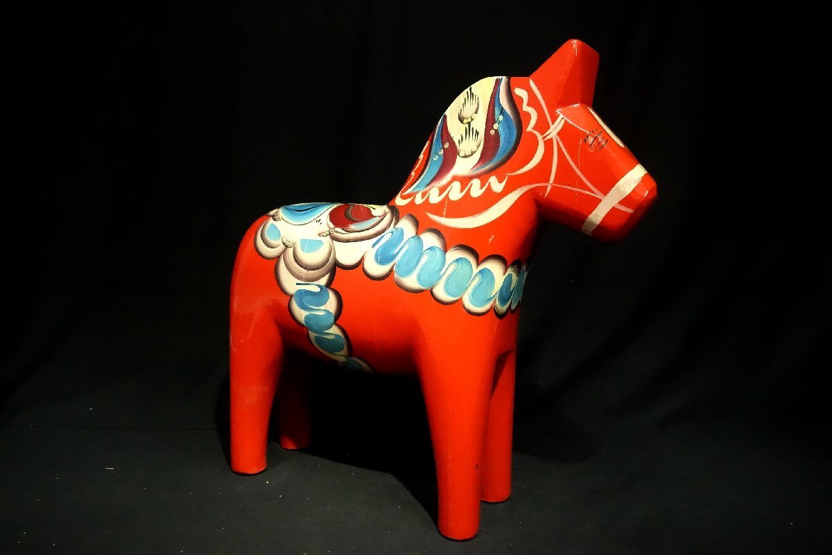 ★北欧 ヴィンテージ 特大 51cm ダーラナホース NILS OLSSON ニルス オルソン スウェーデン製 木製 彩色 馬 置物
