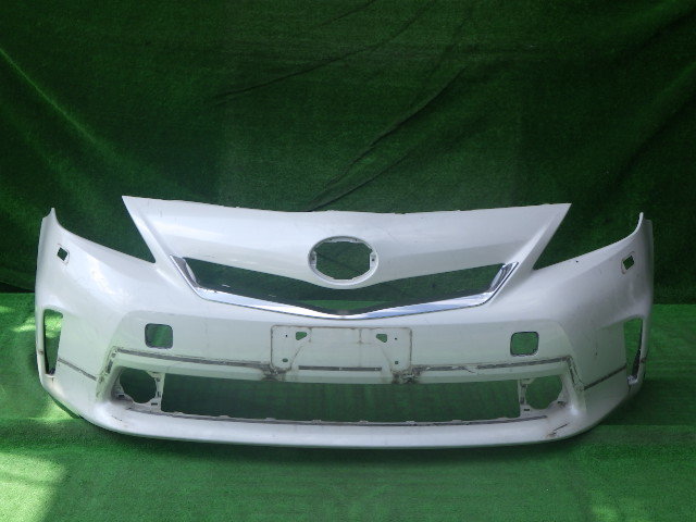 ZVW40W ZVW41W 前期 プリウスα 純正フロントバンパー アルファ 白 パール 52119-47240 メッキ ガーニッシュ付