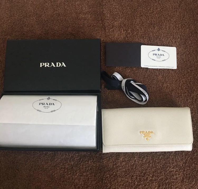 箱付き PRADA プラダ 長財布 白 サファーノSAFFIANO プラダ長財布