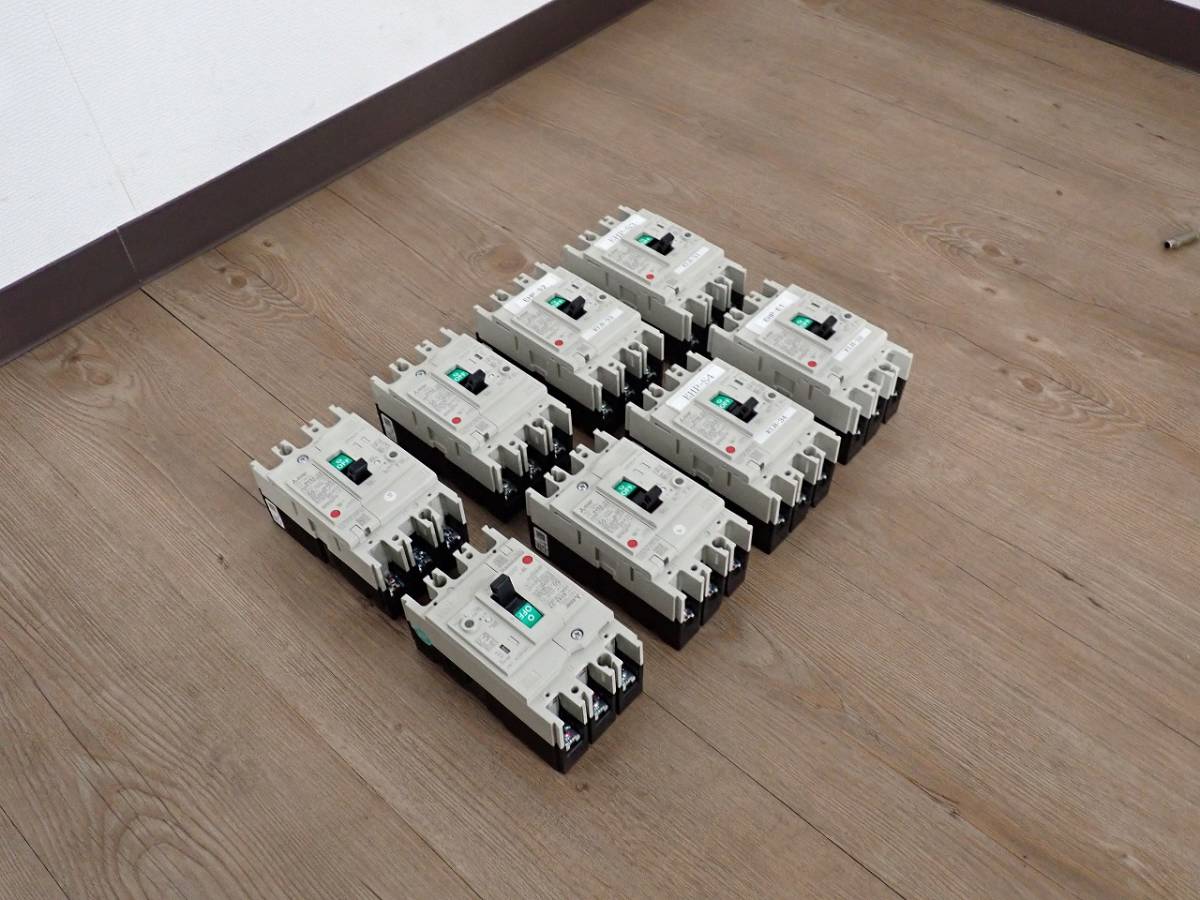 中古 ブレーカー 三菱電機 NV63-CV 50A AC100-200V 7.5kA Ue 100-440VAC 30mA Uimp 6kV 50-60Hz ノーフューズ 低圧遮断機 8台セット