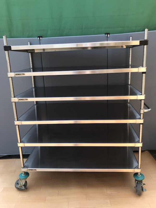 ERECTA スーパーエレクター ソリッド シェルフ 6段 キャスター付き 業務用 厨房 配膳カート 台車 W133xD69xH155cm