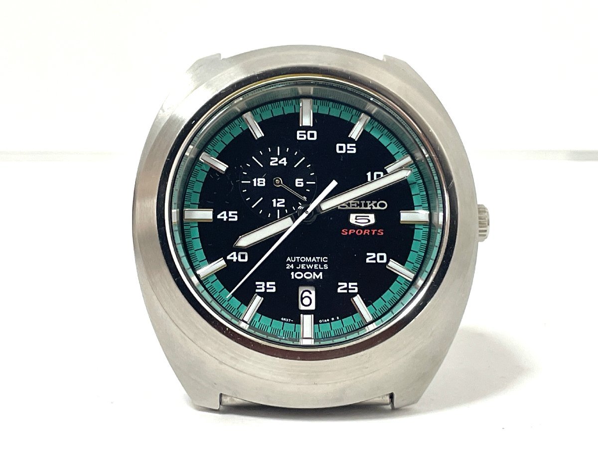 中古】SEIKO セイコー5 スポーツ ブラック グリーン 自動巻 SS R37 