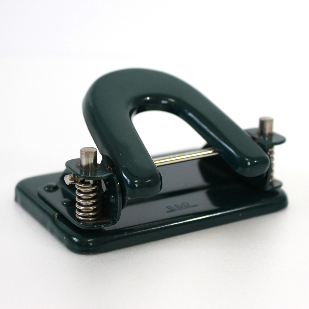 ドイツ ヴィンテージ 穴あけパンチ ESO　インダストリアルデザイン　グリーン　ヨーロッパ アンティーク 雑貨 文房具 古道具 ブロカント