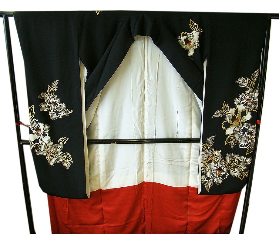 時代屋 裄68.6cm ロング寸 縮緬地 振袖 西陣織 袋帯 帯〆 帯揚 重ね