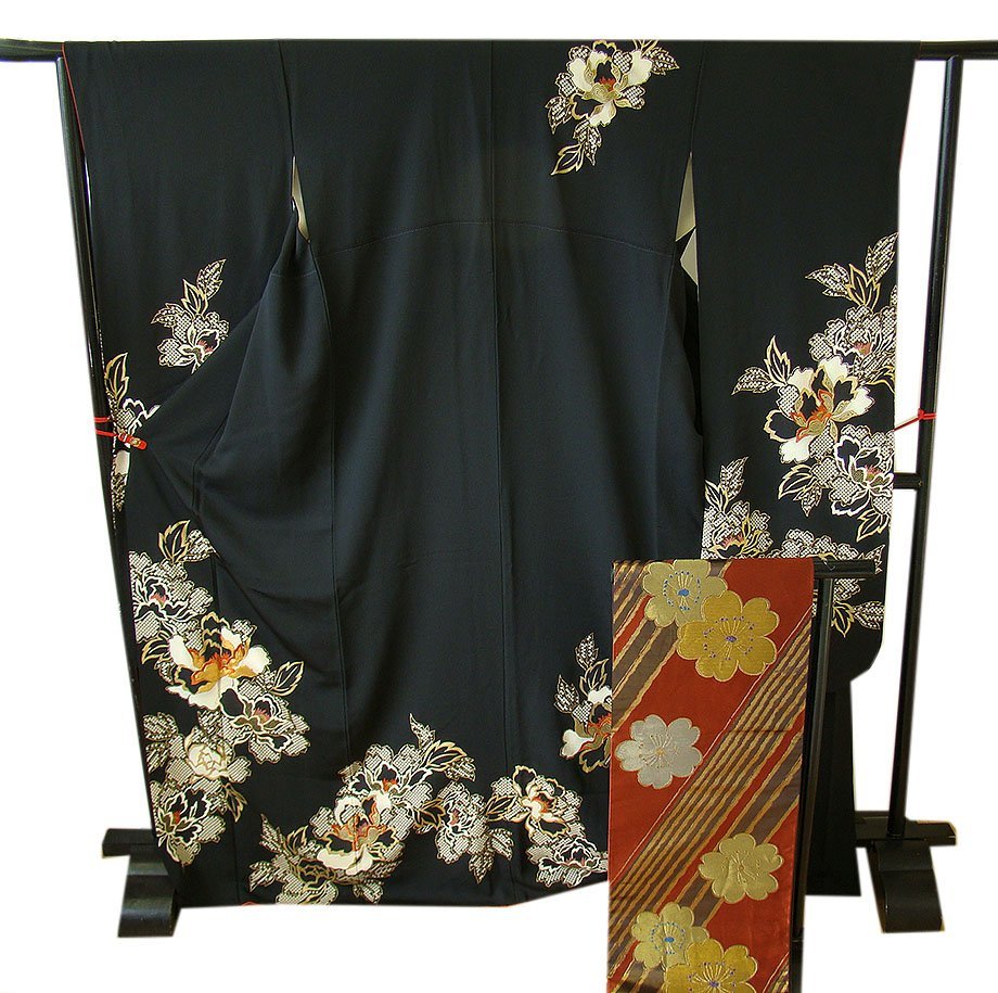 時代屋 裄68.6cm ロング寸 縮緬地 振袖 西陣織 袋帯 帯〆 帯揚 重ね