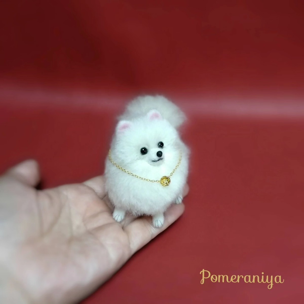 ぽめらに屋15】ポメラニアンホワイト 羊毛フェルト ハンドメイド 犬