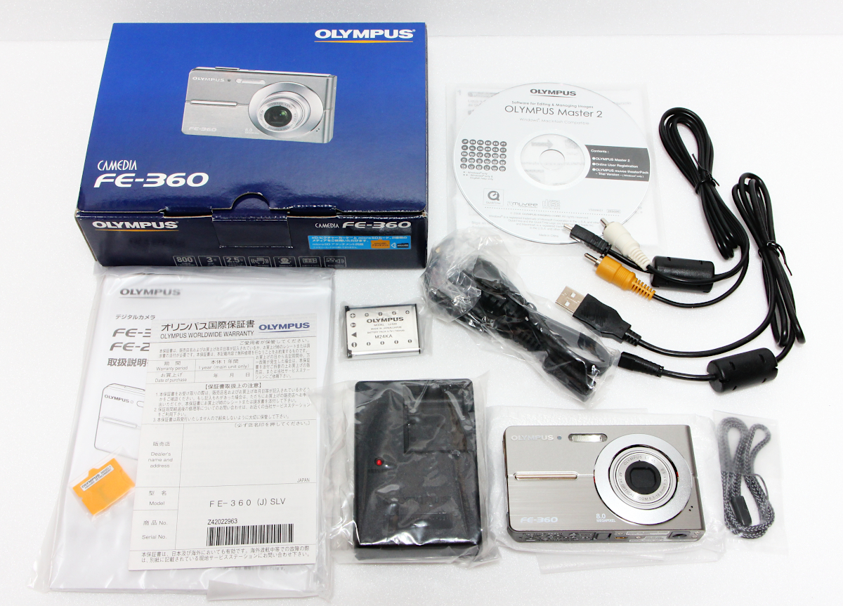 ★未使用新品 オリンパス　OLYMPUS FE-360 ★スマホと同じmicroSDカードが使えるCCDカメラ 付属品完備　動作確認済み