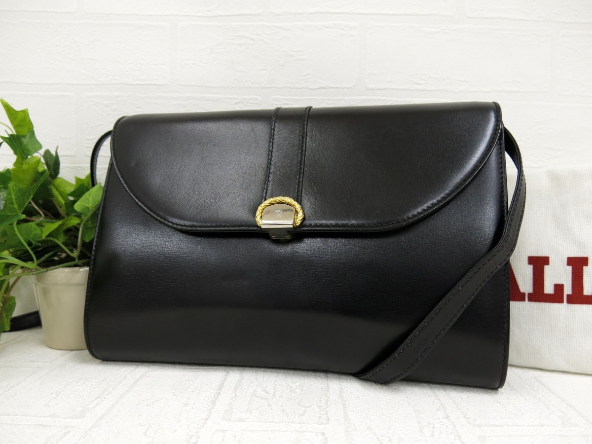 BALLY バリー◇カーフ レザー 本革◇ショルダー バッグ◇ブラック 