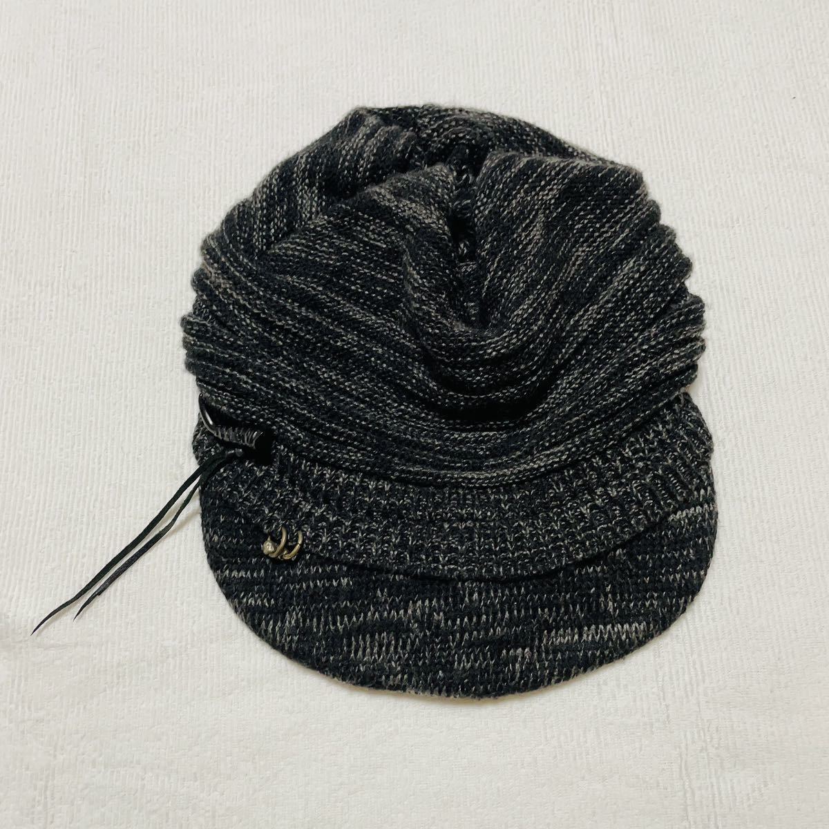 14th addiction ニットキャップ ニット帽 つば付き グレー系？ユーズド