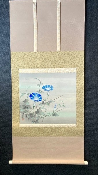 小林柯白 梅花小禽図 絹本肉筆 掛軸 光穂識箱 安田靫彦師事 842 小林柯白 梅花小禽図 【模写】前田蒼風「朝顔図」絹本箱付 日本自由