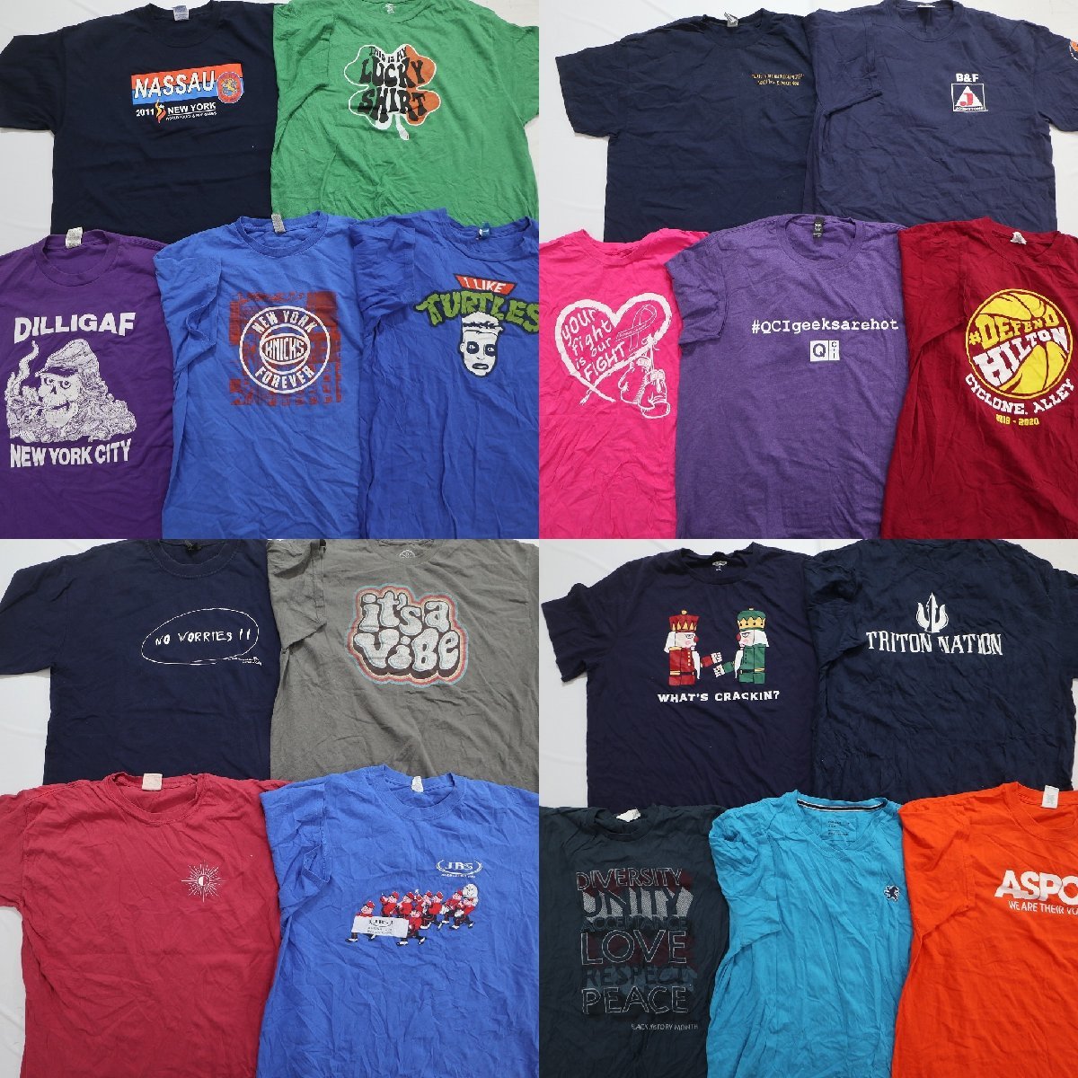 ◎★半袖カラーTシャツMIX set プリント ワンポイント 他 (メンズXL) 19枚セット まとめ売り 古着卸 1円スタート ST30 MP5430