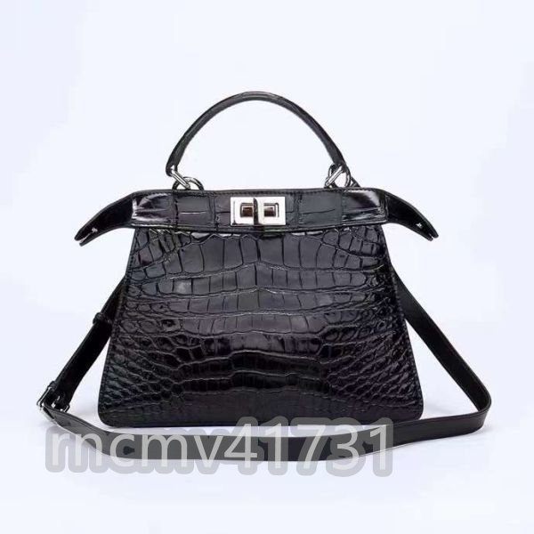 「81SHOP」クロコダイル本革 腹部革使用 センター取り ワニ革 レディースバッグ ハンドバッグ 2WAY 手提げ ショルダーバッグ レザーバッグ