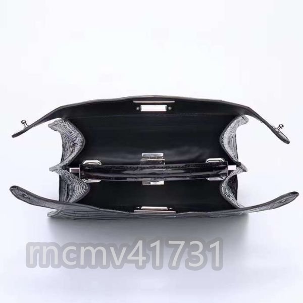 「81SHOP」クロコダイル本革 腹部革使用 センター取り ワニ革 レディースバッグ ハンドバッグ 2WAY 手提げ ショルダーバッグ レザーバッグ