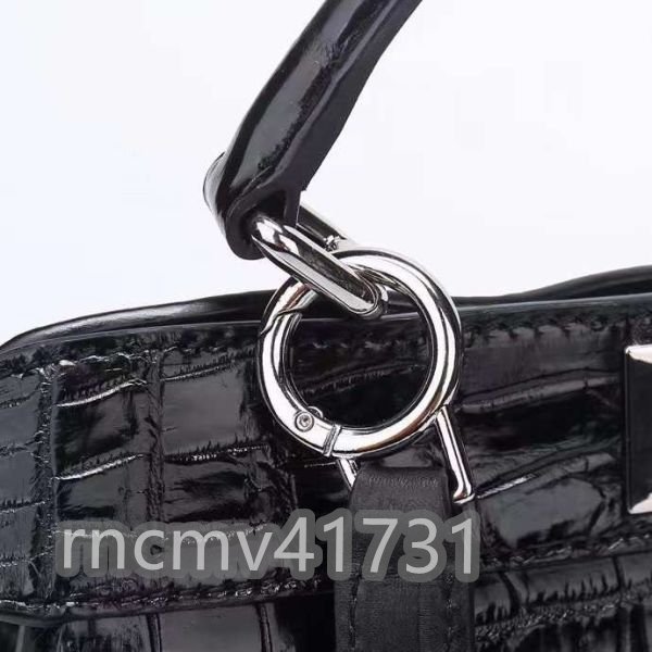 「81SHOP」クロコダイル本革 腹部革使用 センター取り ワニ革 レディースバッグ ハンドバッグ 2WAY 手提げ ショルダーバッグ レザーバッグ