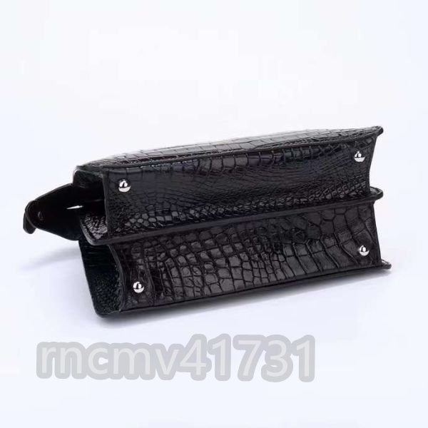 「81SHOP」クロコダイル本革 腹部革使用 センター取り ワニ革 レディースバッグ ハンドバッグ 2WAY 手提げ ショルダーバッグ レザーバッグ