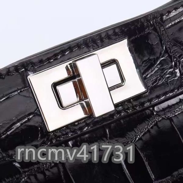 「81SHOP」クロコダイル本革 腹部革使用 センター取り ワニ革 レディースバッグ ハンドバッグ 2WAY 手提げ ショルダーバッグ レザーバッグ