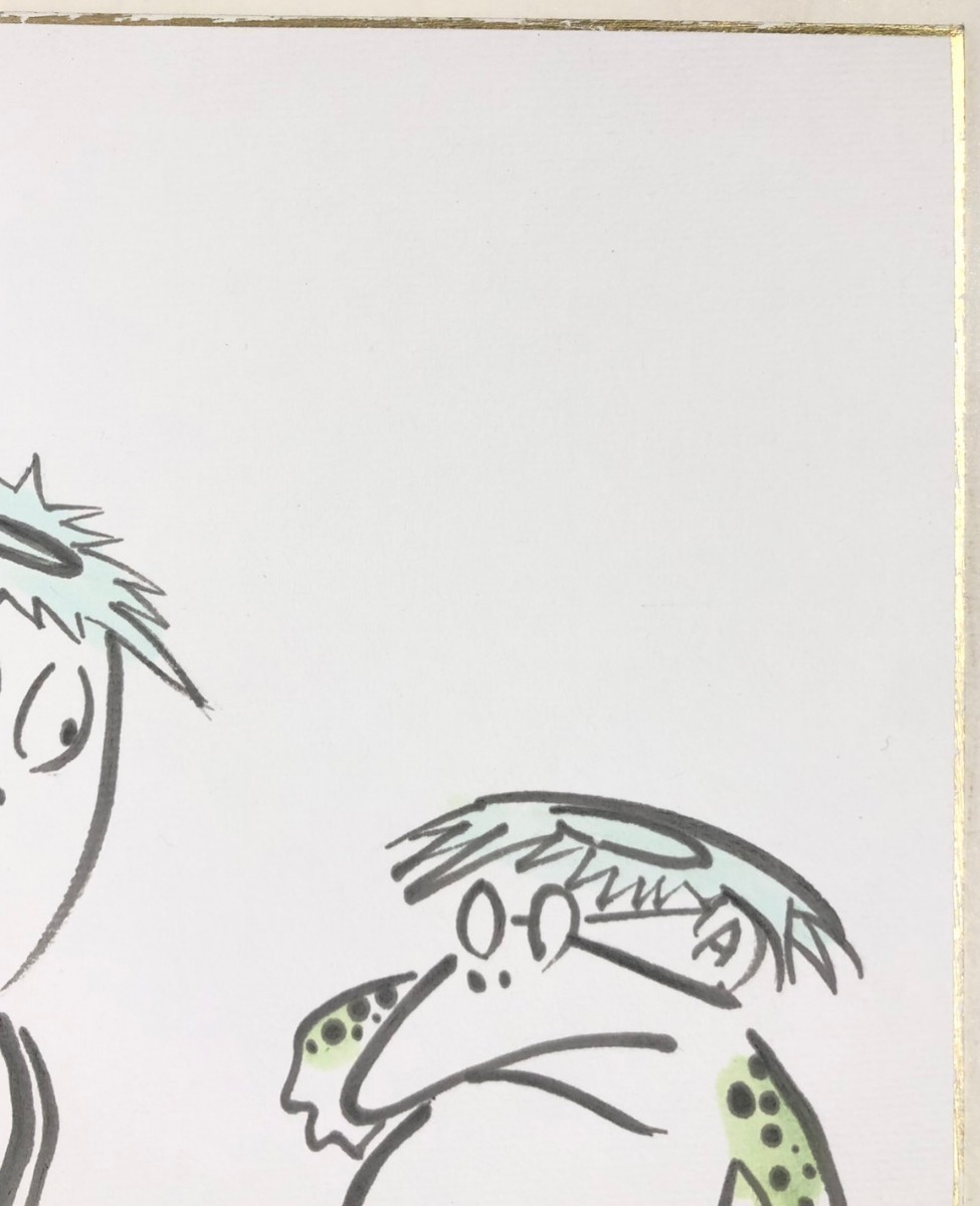 ◇水木しげる◇ かっば カッパ 河童 色紙 彩色 肉筆 真作 直筆サイン
