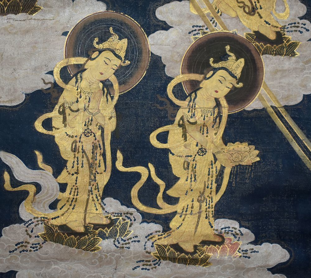 絹本著色「阿弥陀来迎図」肉筆仏画 阿弥陀如来図 早来迎 截金 仏教美術