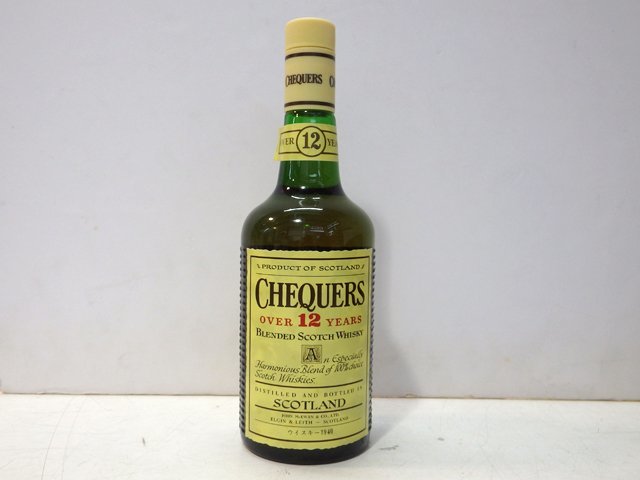 スコッチ　Chequers12年　古酒、箱なし、未開栓、750ml, 43% 未開栓 】CHEQUERS チェッカーズ スコッチウイスキー 特級 750ml 43度