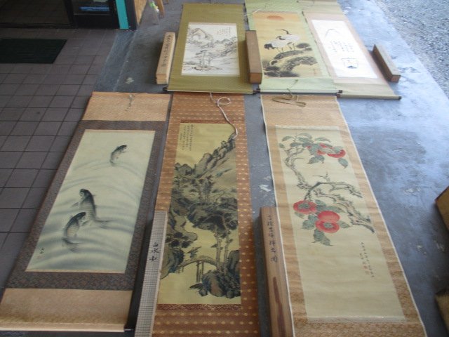 中古品 アンティーク・コレクション 掛け軸 掛軸 日本画 書 花鳥・山水