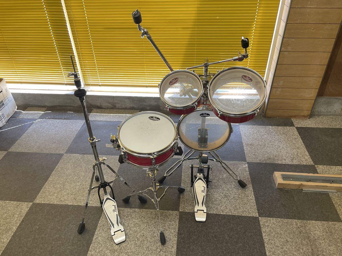 Pearl パール ドラムセット リズムトラベラー・ライト RT-5124N #94(キャンディアップル）サイレントパック、シンバルホルダー付き