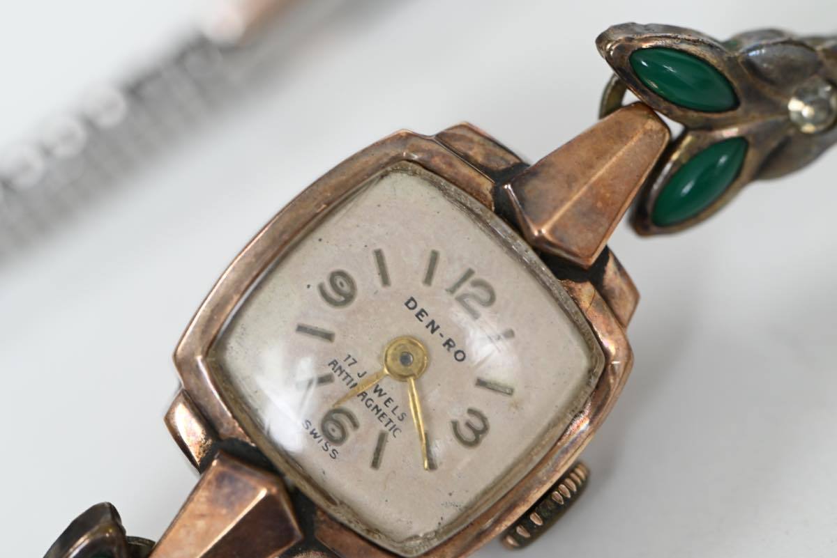 5I45 ジャンク ヴィンテージ 14K 628 刻印 DEN-RO 17石 時計 14金  
