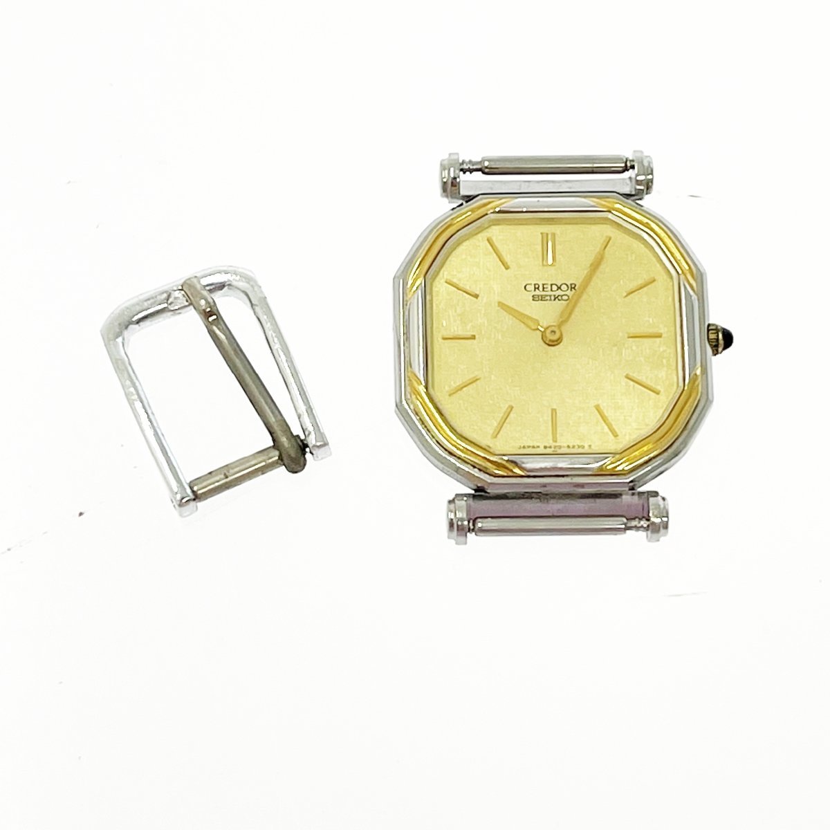【1円スタート】SEIKO セイコー 8420-5190 クレドール 14Kベゼル SS ゴールド文字盤 クオーツ レディース腕時計 195081