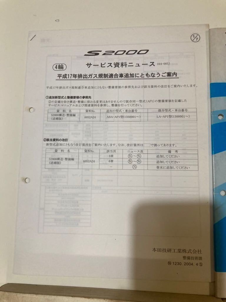 S2000 サービスマニュアル S2000 サービスマニュアル ホンダ のパーツ