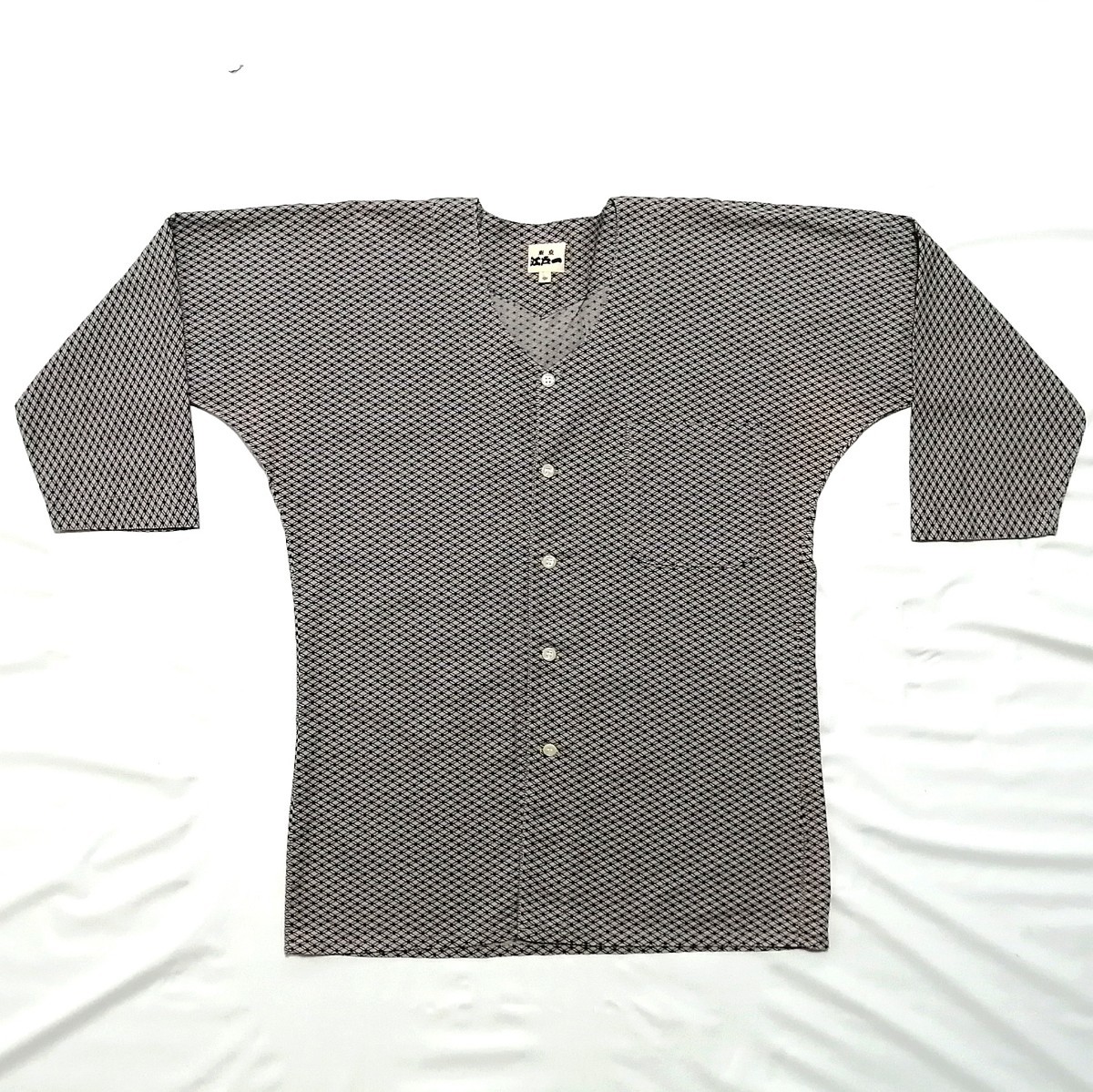 トップス　ブランド鯉口シャツ　業平格子小紋/本染【M/中】　祭り衣装【美品】