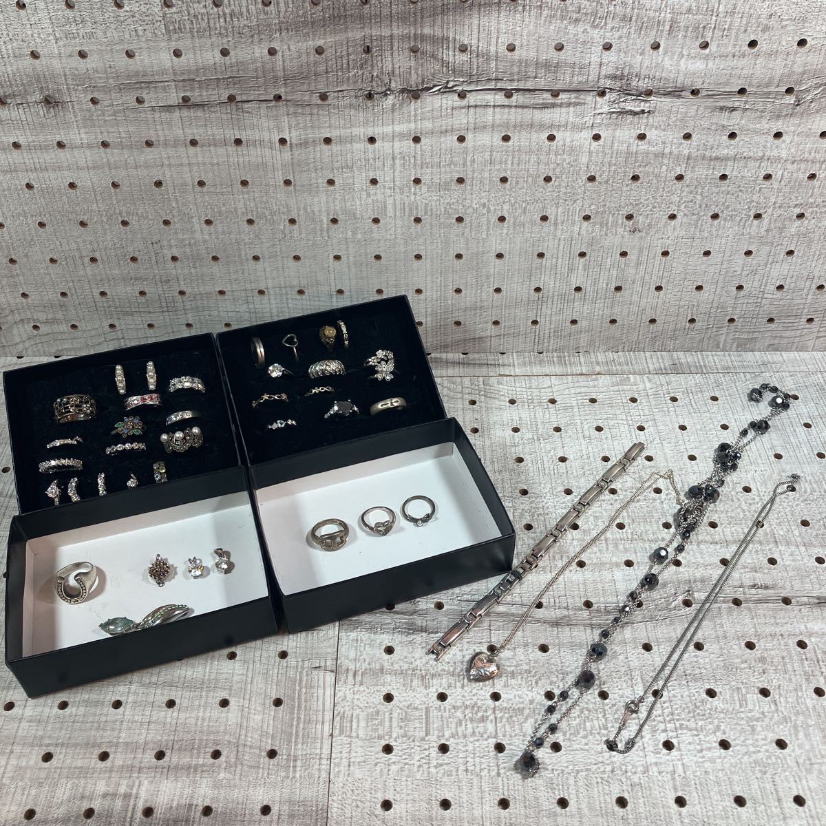 1円〜/シルバーアクセサリー/SV925/sterling/CZ/ジルコン/天然石/リング/ネックレス/トップ/ブレス/イヤリング/銀製品/刻印有り/177g/中古