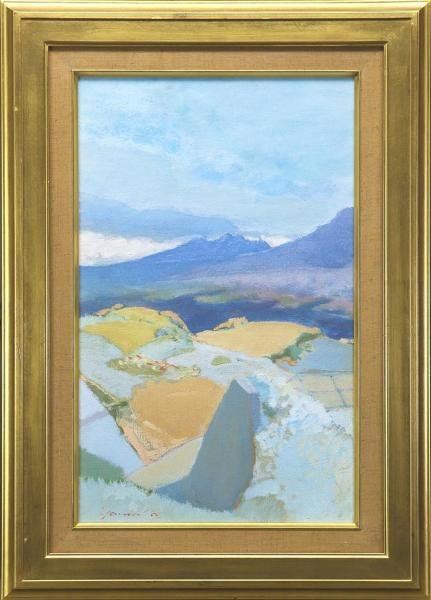 真作】【WISH】山羽斌士「阿蘇への道」油彩 10号 ◇阿蘇山 〇無所属